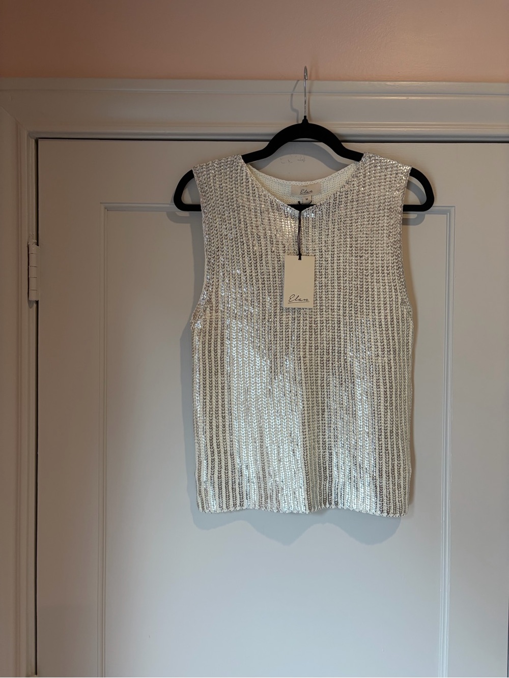 Elan Silver Sequin Tank Top